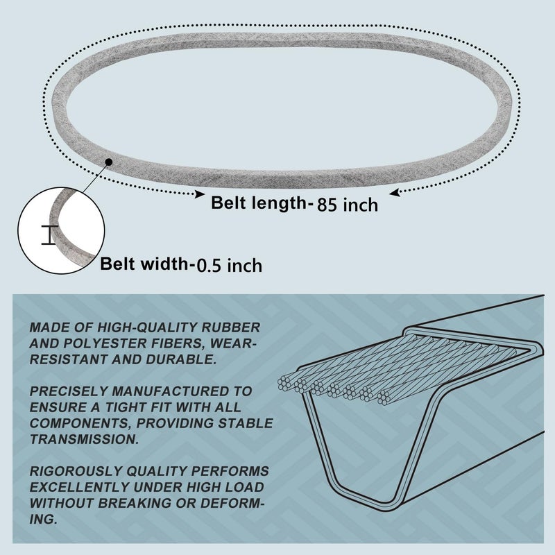 Holdly 1/2 x 85'' Mower Drive Belt for Husqvarna 532140218 Cub Cadet 754-0266 954-0266A MTD 754-0266 954-0266A 754-0266A 754-04228 954-04228 AYP 42 Inch Lawn Mower Belt Kevlar Lawn Mower Belt (754-0266) - Image 2